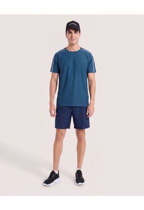 Camiseta Oversize Con Cortes Para Hombre Azul Ostu