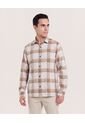 Camisa Leñadora  Para Hombre Beige Ostu de Ostu