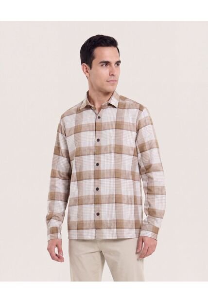 Camisa Leñadora  Para Hombre Beige Ostu