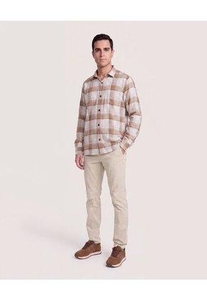 Camisa Leñadora  Para Hombre Beige Ostu
