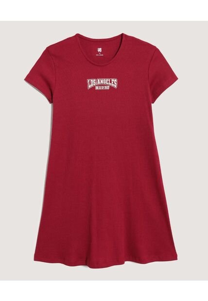 Vestido Con Estampado Frontal Para Niña  Infantil Niña Vino Ostu