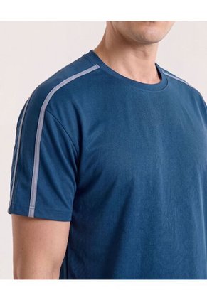 Camiseta Oversize Con Cortes Para Hombre Azul Ostu
