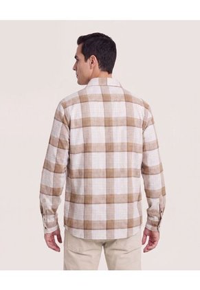 Camisa Leñadora  Para Hombre Beige Ostu