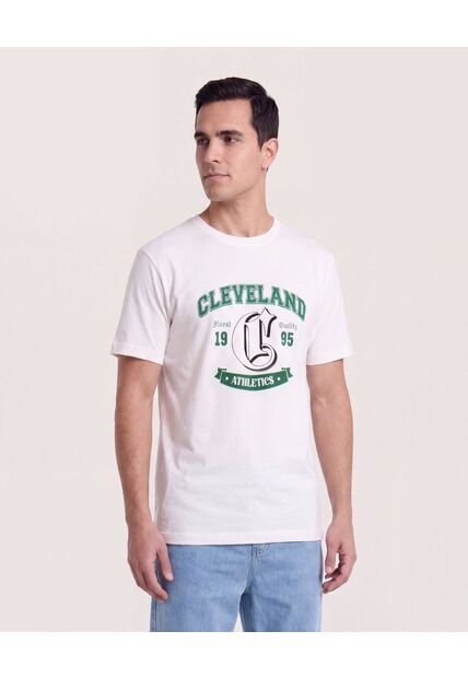 Camiseta Cleveland Regular  Para Hombre Crema Ostu
