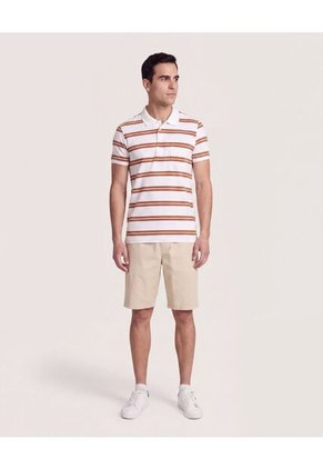 Bermuda Básica Con Bolsillos  Para Hombre Beige Ostu