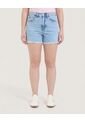 Short Mom Con Pedrería Decorativa  Para Mujer Azul Ostu de Ostu