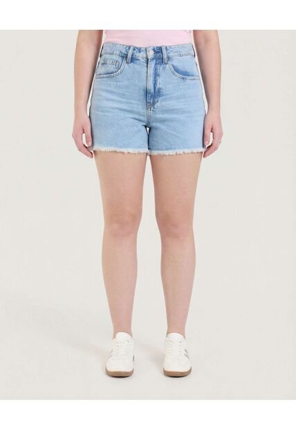 Short Mom Con Pedrería Decorativa  Para Mujer Azul Ostu