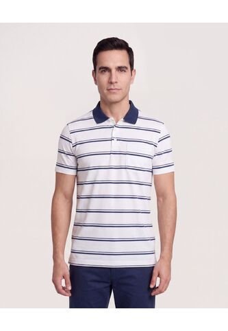 Polo Tejida A Rayas  Para Hombre Blanco Ostu Ostu