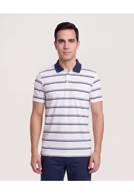 Polo Tejida A Rayas  Para Hombre Blanco Ostu