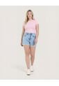 Short Mom Con Pedrería Decorativa  Para Mujer Azul Ostu de Ostu