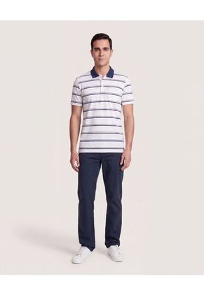 Polo Tejida A Rayas  Para Hombre Blanco Ostu