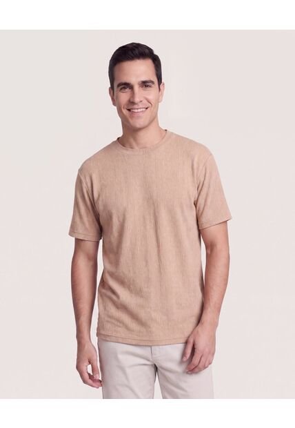 Camiseta Regular Texturizada  Para Hombre Café Ostu