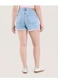 Short Mom Con Pedrería Decorativa  Para Mujer Azul Ostu de Ostu