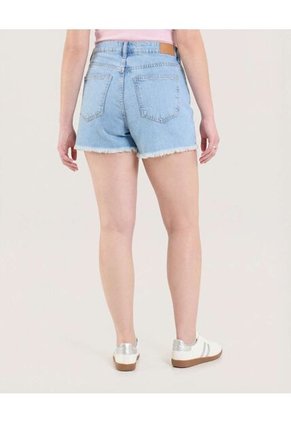 Short Mom Con Pedrería Decorativa  Para Mujer Azul Ostu