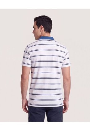 Polo Tejida A Rayas  Para Hombre Blanco Ostu