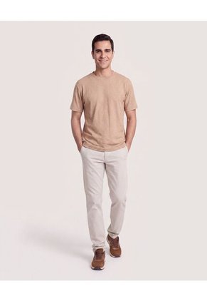 Camiseta Regular Texturizada  Para Hombre Café Ostu