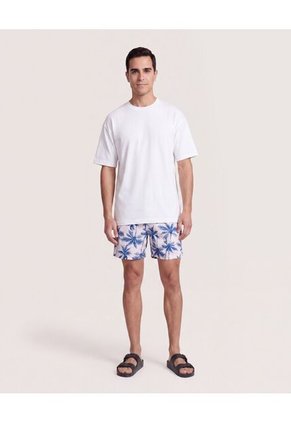 Pantaloneta De Baño Estampada  Para Hombre Azul Ostu