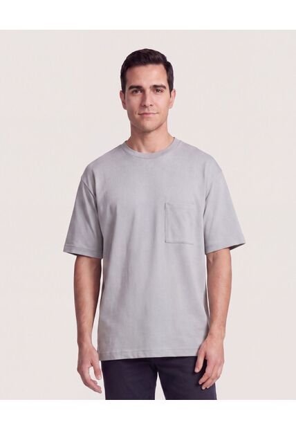 Camiseta Oversize Con Bolsillo  Para Hombre Gris Ostu