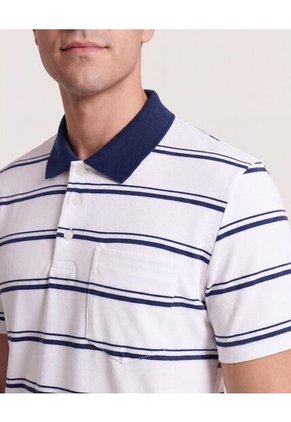 Polo Tejida A Rayas  Para Hombre Blanco Ostu