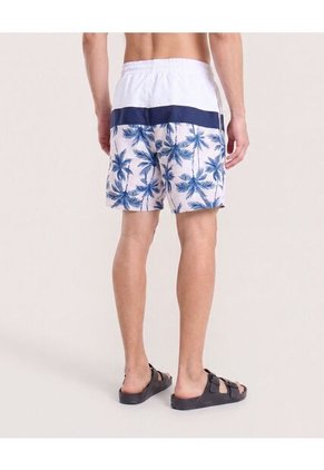 Pantaloneta De Baño Estampada  Para Hombre Azul Ostu