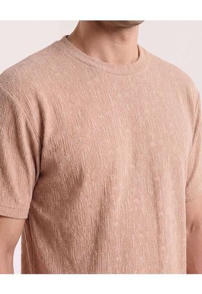 Camiseta Regular Texturizada  Para Hombre Café Ostu