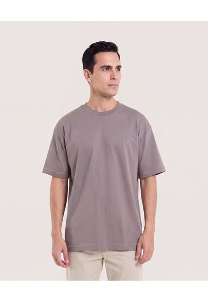 Camiseta Relaxed Básica Unicolor  Para Hombre Café Ostu