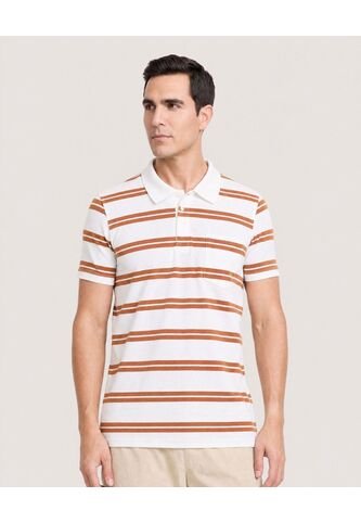 Polo Tejida A Rayas  Para Hombre Blanco Ostu Ostu