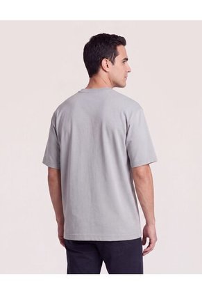 Camiseta Oversize Con Bolsillo  Para Hombre Gris Ostu