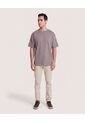 Camiseta Relaxed Básica Unicolor  Para Hombre Café Ostu de Ostu