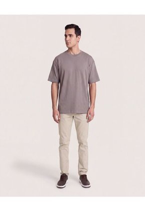 Camiseta Relaxed Básica Unicolor  Para Hombre Café Ostu