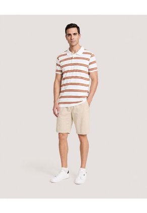 Polo Tejida A Rayas  Para Hombre Blanco Ostu
