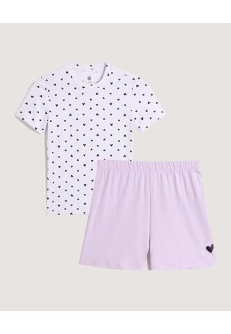 Pijama Estampado De Corazones Para Niña  Infantil Niña Blanco Ostu Ostu