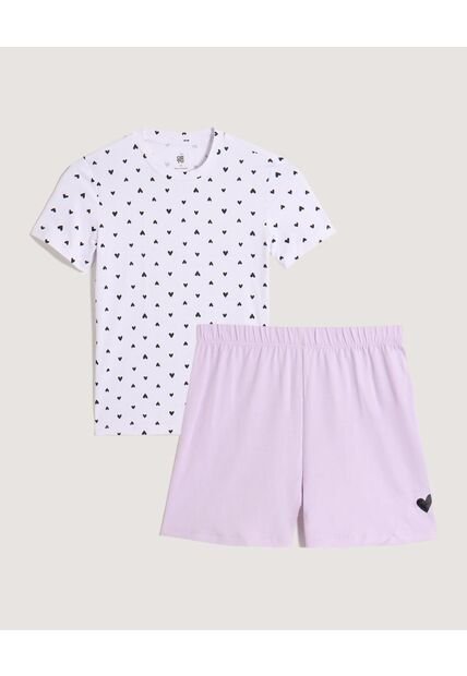 Pijama Estampado De Corazones Para Niña  Infantil Niña Blanco Ostu