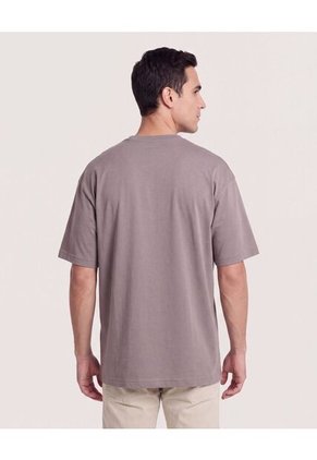 Camiseta Relaxed Básica Unicolor  Para Hombre Café Ostu