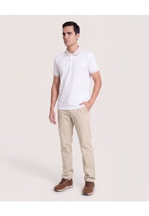 Polo Básica Cuello Tejido  Para Hombre Crema Ostu