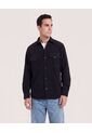 Chaqueta Con Bolsillos De Tapa  Para Hombre Negro Ostu de Ostu