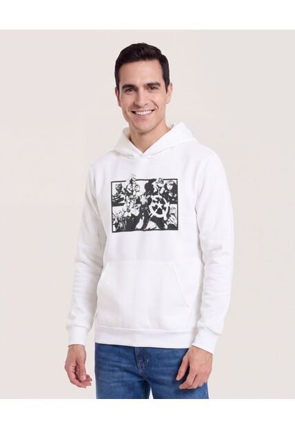 Buzo Hoodie Estampado Avengers  Para Hombre Crema Ostu