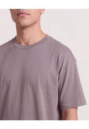 Camiseta Relaxed Básica Unicolor  Para Hombre Café Ostu