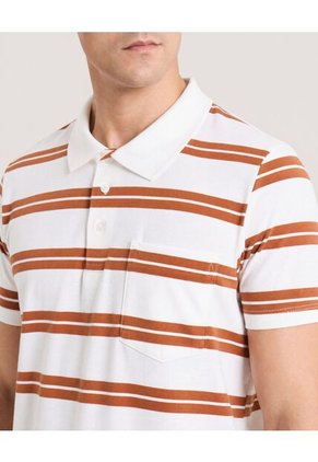 Polo Tejida A Rayas  Para Hombre Blanco Ostu