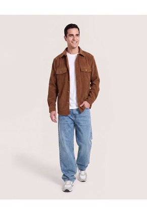 Chaqueta Con Bolsillos De Tapa  Para Hombre Camel Ostu