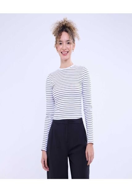 Camiseta Para Mujer Manga Larga Cuello Redondo Color Blanco Marca Ostu #40092255