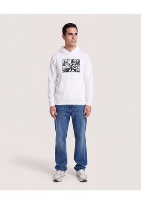 Buzo Hoodie Estampado Avengers  Para Hombre Crema Ostu