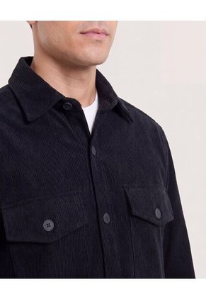 Chaqueta Con Bolsillos De Tapa  Para Hombre Negro Ostu