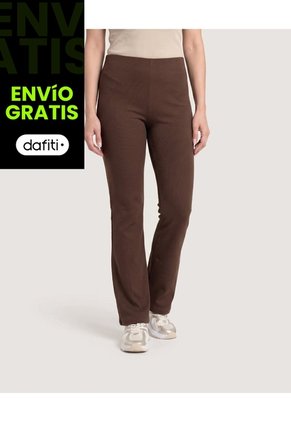 Leggins Flare Tiro Alto Para Mujer Café Ostu