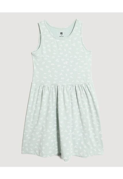 Vestido Floral Manga Sisa Para Niña  Infantil Niña Verde Ostu