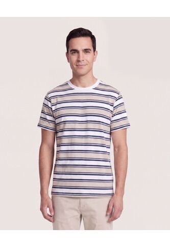 Camiseta Rayas Regular  Para Hombre Avena Ostu Ostu