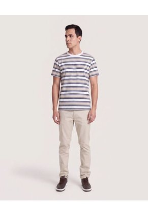 Camiseta Rayas Regular  Para Hombre Avena Ostu
