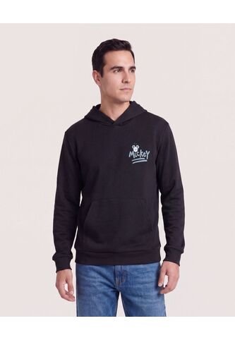 Buzo Hoodie Mickey Minimal  Para Hombre Negro Ostu Ostu