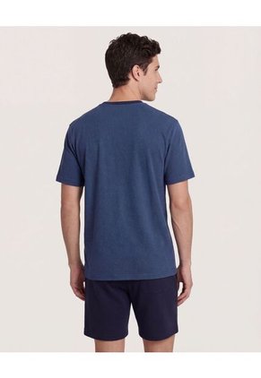 Camiseta  Para Hombre Manga Corta Cuello Redondo Color Azul Marca Ostu #60091956