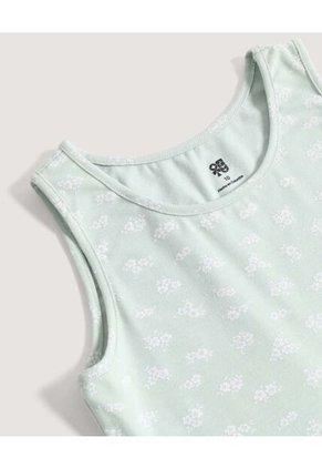 Vestido Floral Manga Sisa Para Niña Infantil Niña Verde Ostu